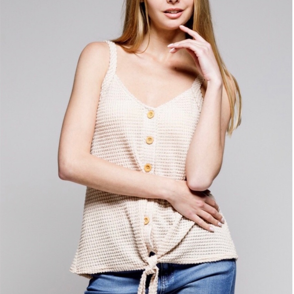 NWT🌸Waffle Knit Tie Tank Top🌸 3 Colors